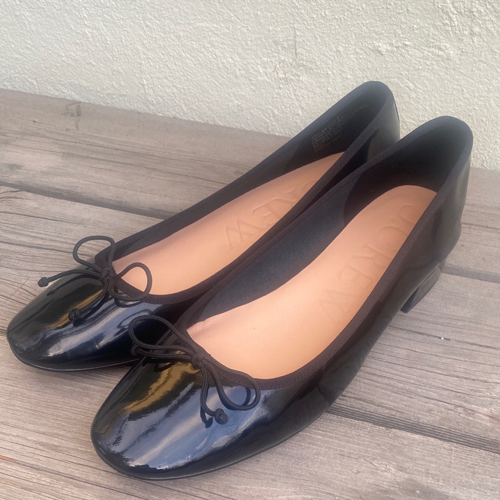 J Crew Ballet Mini Pump Size 10 in Black Patten Leather Gorgeous EUC
